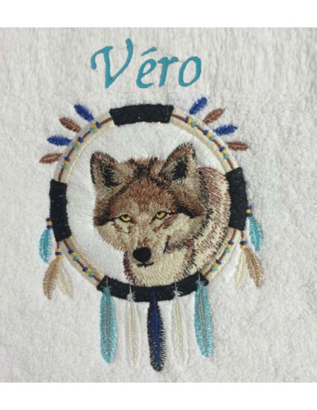 DRAP DE BAIN ATTRAPE-RÊVES LOUP PERSONNALISÉ
