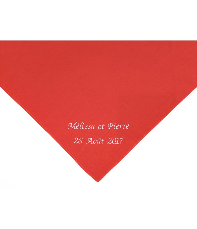Foulard féria rouge personnalisé par broderie (Prix degressifs)