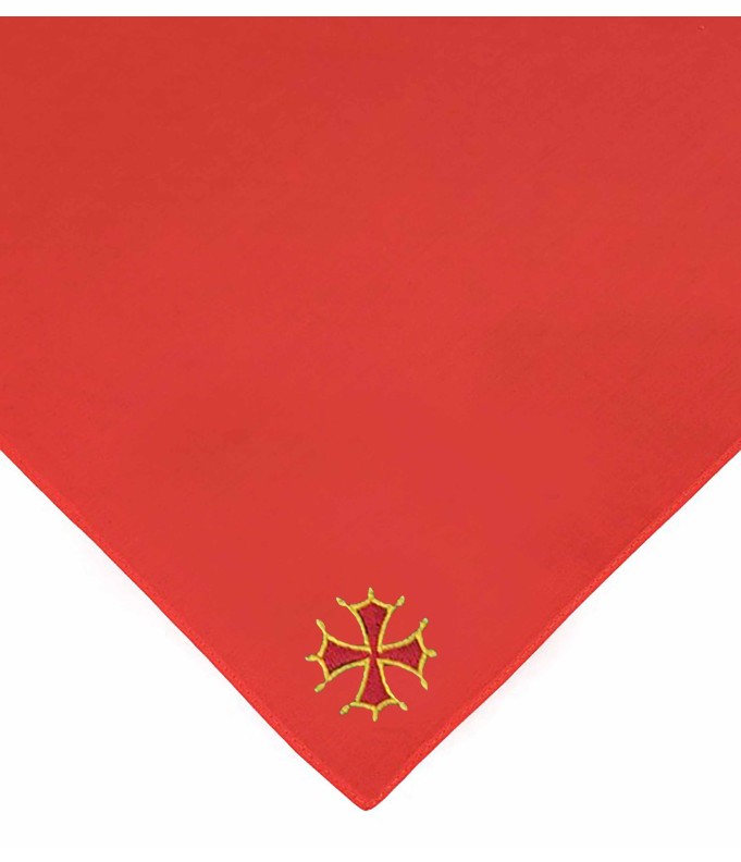 Foulard rouge Croix Occitanne 2 Brodé