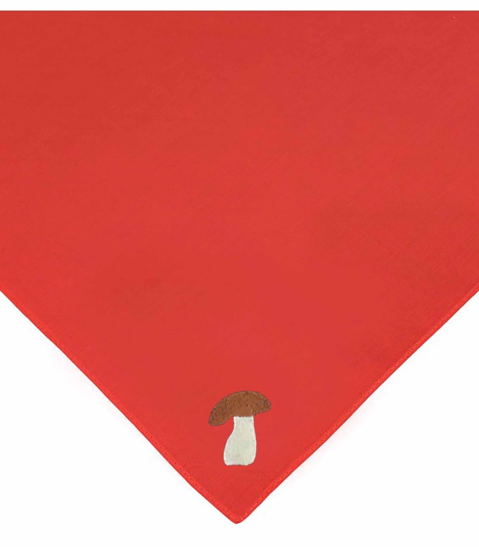 Foulard rouge Cèpe  Brodé