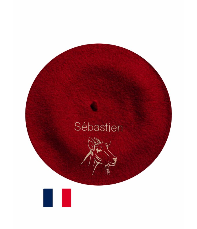 Béret chèvre fabriqué à Bayonne et personnalisé à Osses
