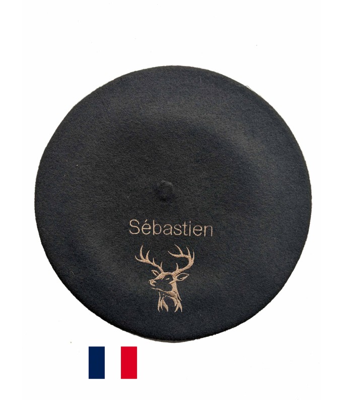 Béret Cerf 2 fabriqué à Bayonne et personnalisé à Osses