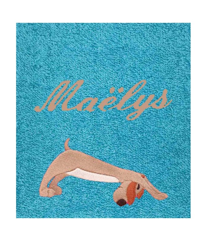 Drap de Bain Chien Yoga Personnalisé 70X140