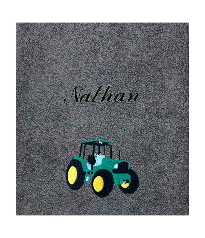 Drap de Bain Tracteur Vert Personnalisé 70X140