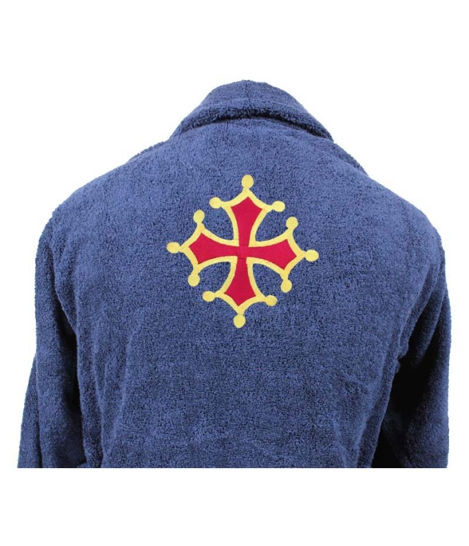 PEIGNOIR BRODÉ ADULTE PERSONNALISÉ DEVANT ET MOTIF DOS CROIX OCCITANE