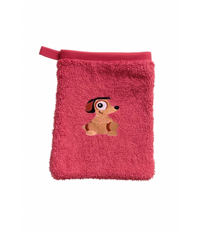 Gant de toilette enfant motif chien