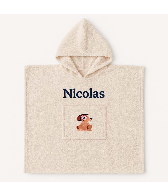 Poncho personnalisé avec motif chien