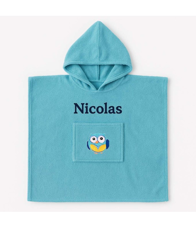 Poncho personnalisé avec motif chouette