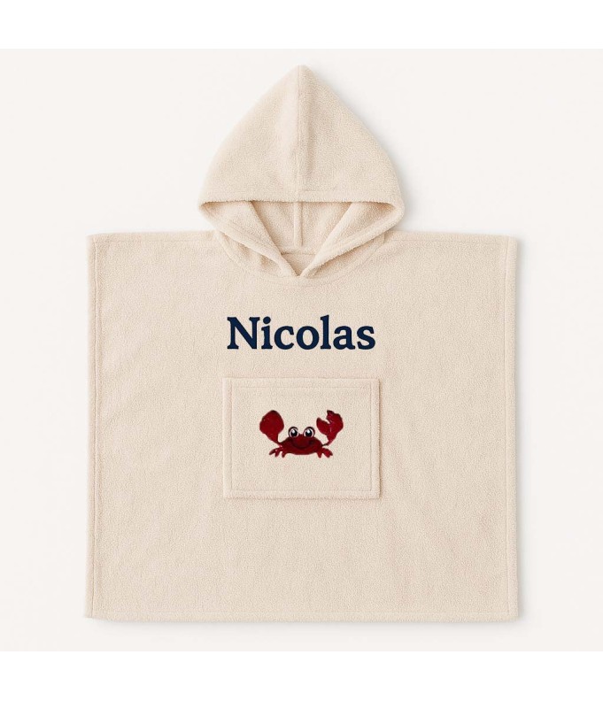 Poncho personnalisé avec motif crabe