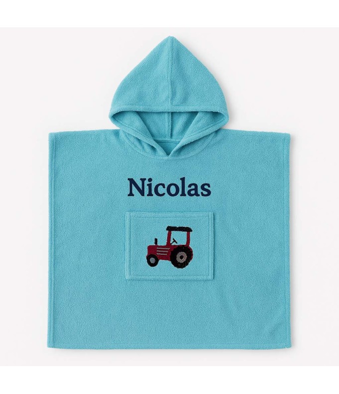 Poncho personnalisé avec motif tracteur