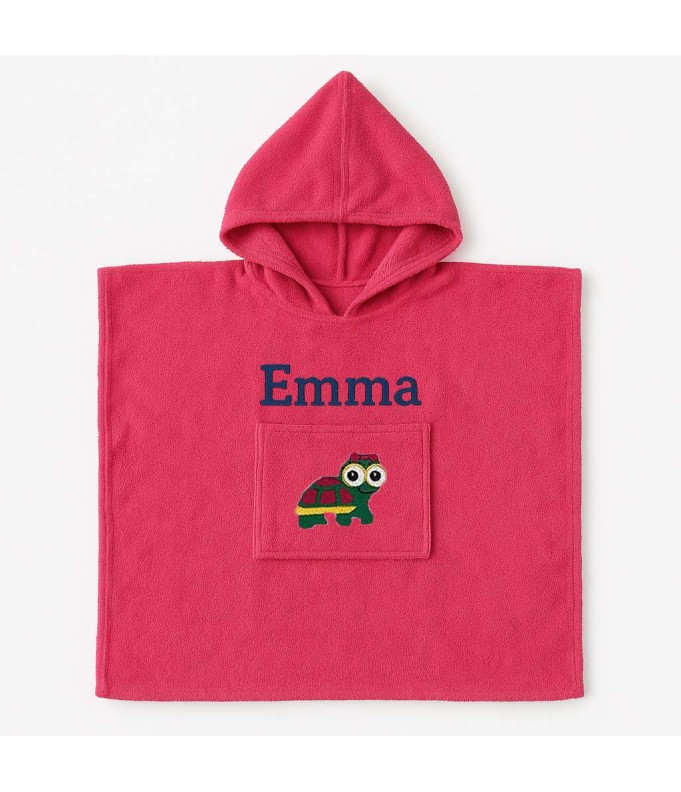 Poncho personnalisé avec motif tortue fille