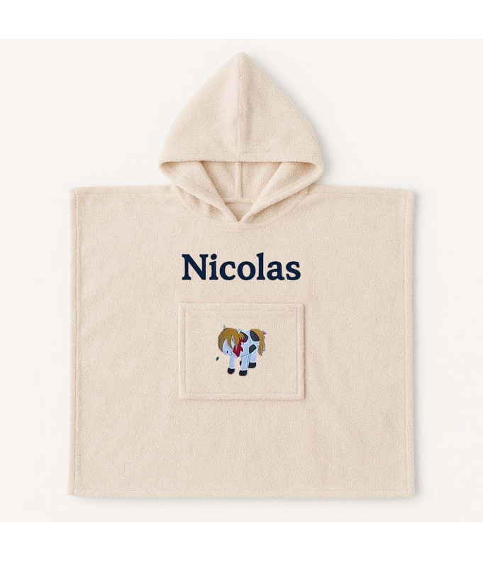 Poncho personnalisé avec motif cheval pottok