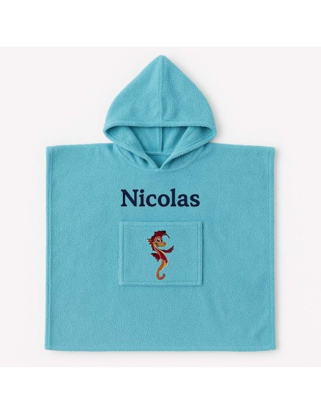 Poncho personnalisé avec motif hippocampe