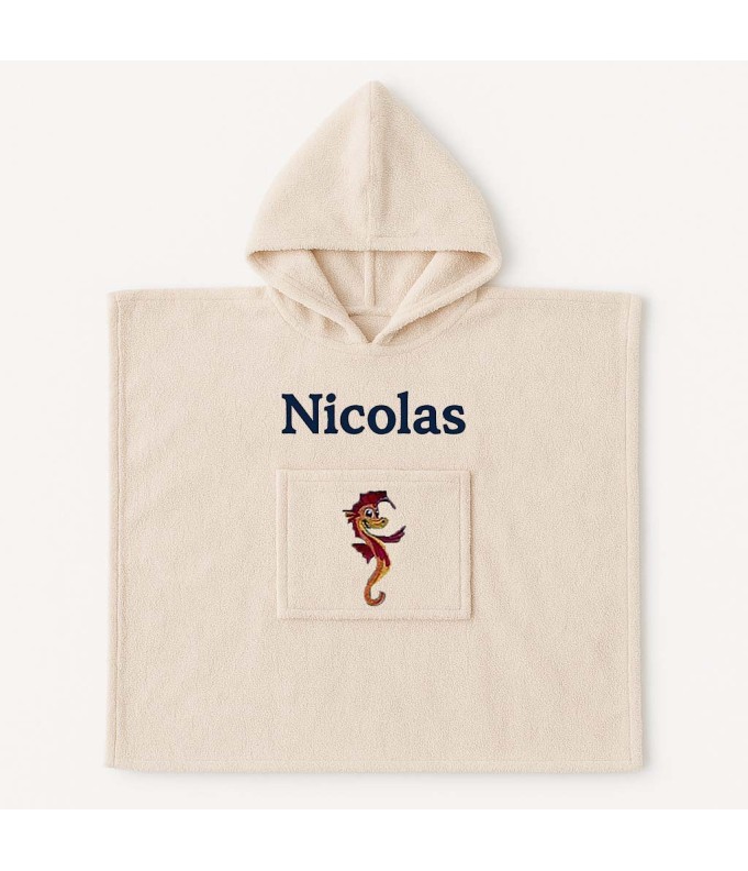 Poncho personnalisé avec motif hippocampe