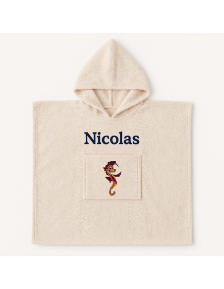 Poncho personnalisé avec motif hippocampe