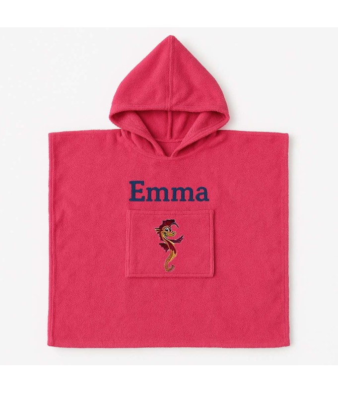 Poncho personnalisé avec motif hippocampe