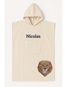 Poncho ado et adulte personnalisé avec motif lion