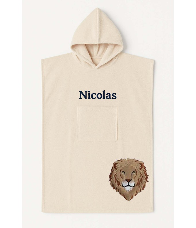 Poncho ado et adulte personnalisé avec motif lion