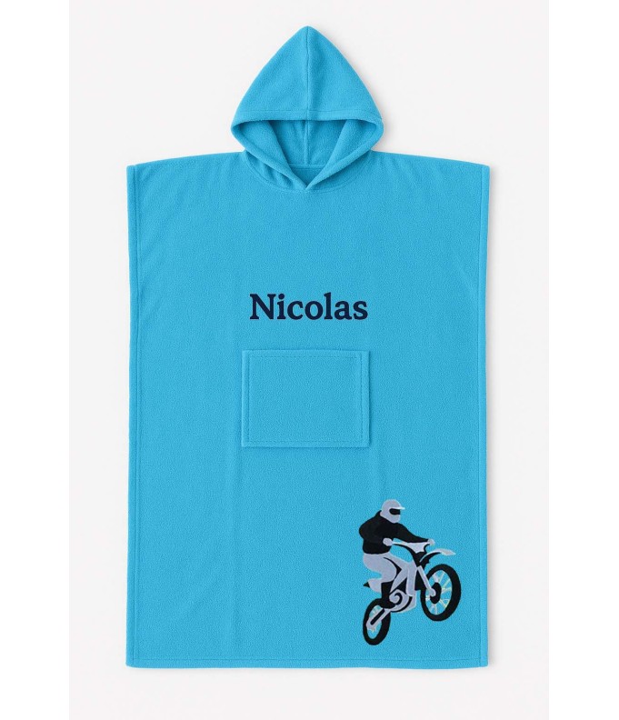 Poncho ado et adulte personnalisé avec motif moto