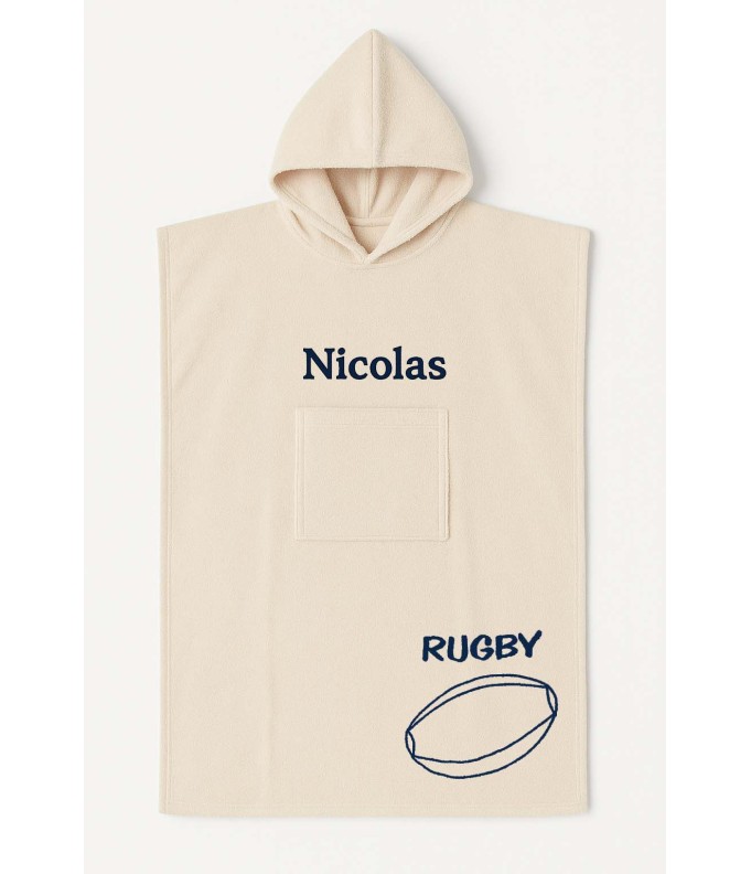 Poncho ado et adulte personnalisé avec motif rugby