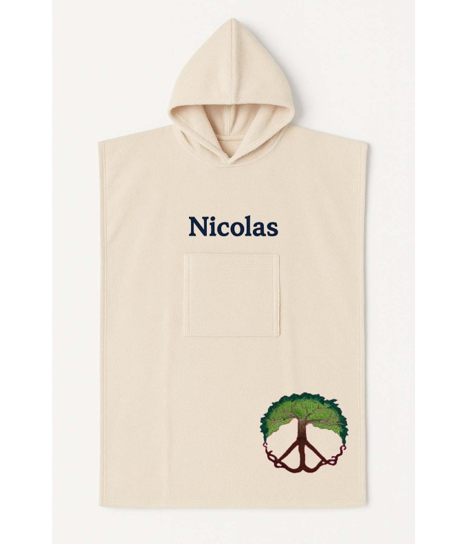 Poncho ado et adulte personnalisé avec motif arbre de paix