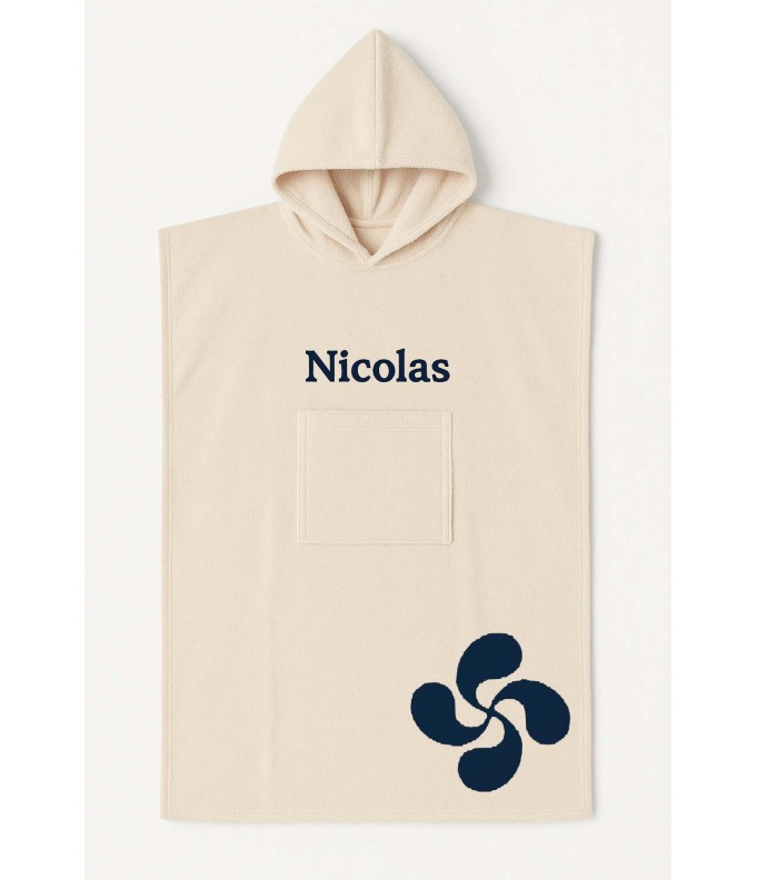 Poncho ado et adulte personnalisé avec motif croix basque