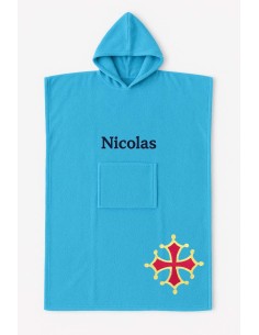Poncho ado et adulte personnalisé avec motif croix occitane