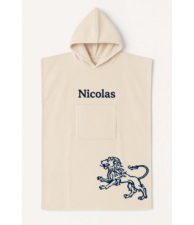 Poncho ado et adulte personnalisé avec motif lion
