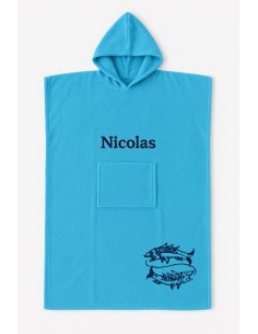 Poncho ado et adulte personnalisé avec motif poisson