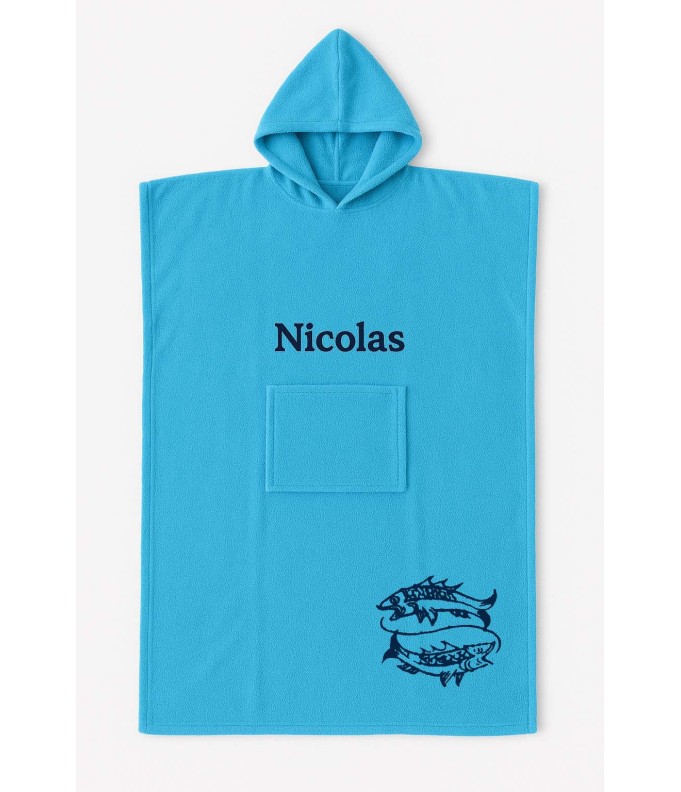 Poncho ado et adulte personnalisé avec motif poisson