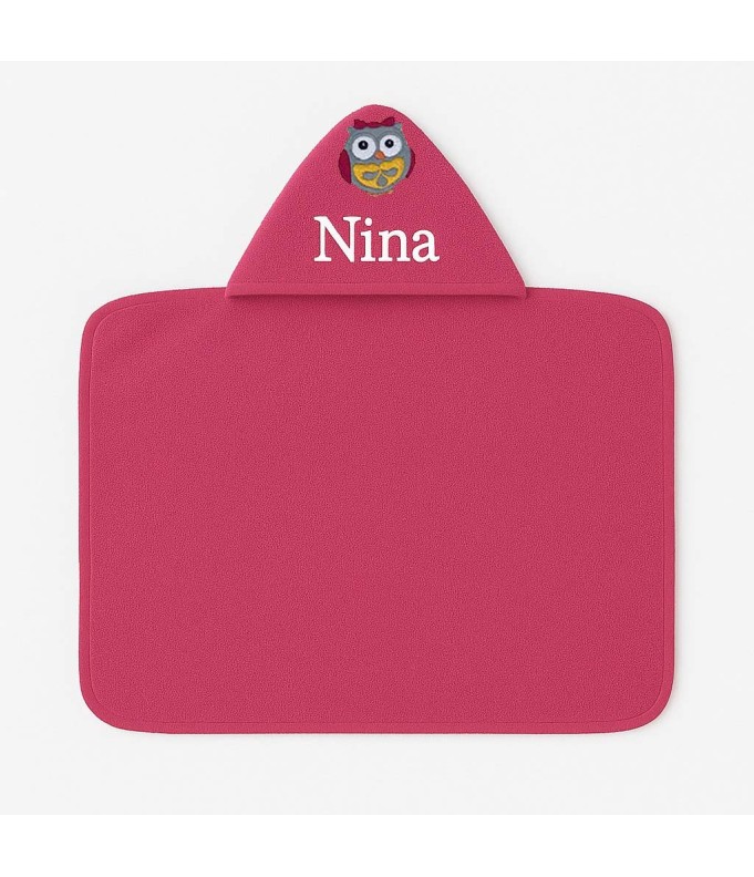 Maxi Cape de bain personnalisée avec motif chouette fille