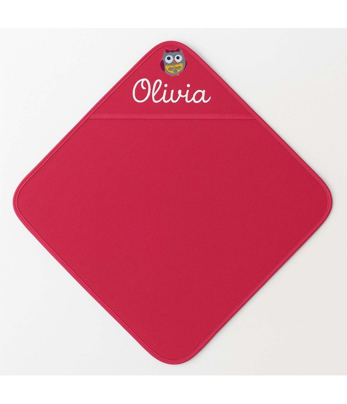 Cape de bain personnalisée avec motif chouette fille