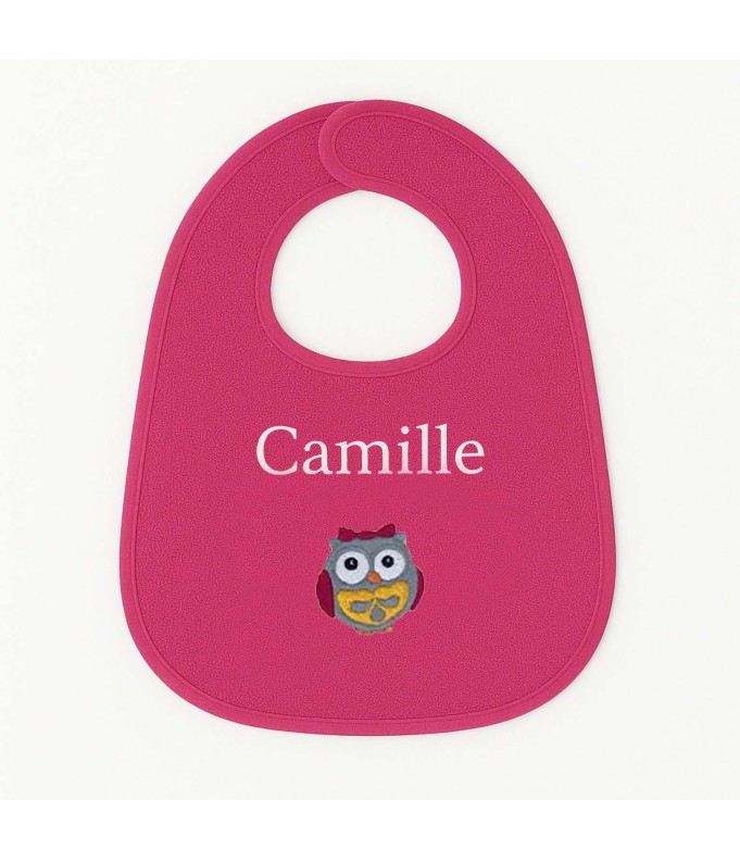 Bavoir personnalisé avec motif chouette fille