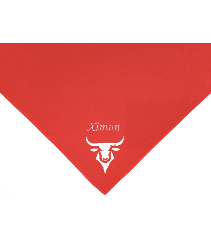 Foulard rouge Taureau brodé personnalisé