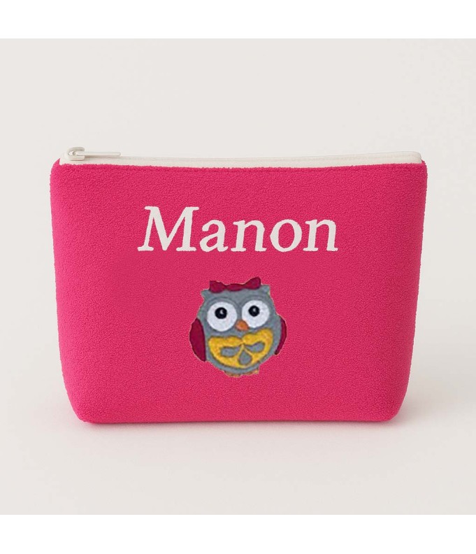 Trousse de toilette personnalisée avec motif chouette fille