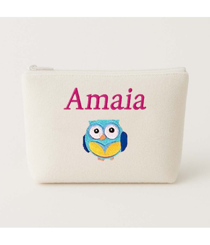 Trousse de toilette personnalisée avec motif chouette
