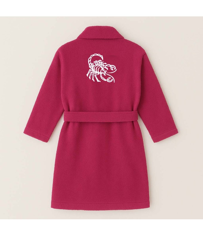 PEIGNOIR BRODÉ ADULTE PERSONNALISÉ DEVANT ET MOTIF DOS SCORPION