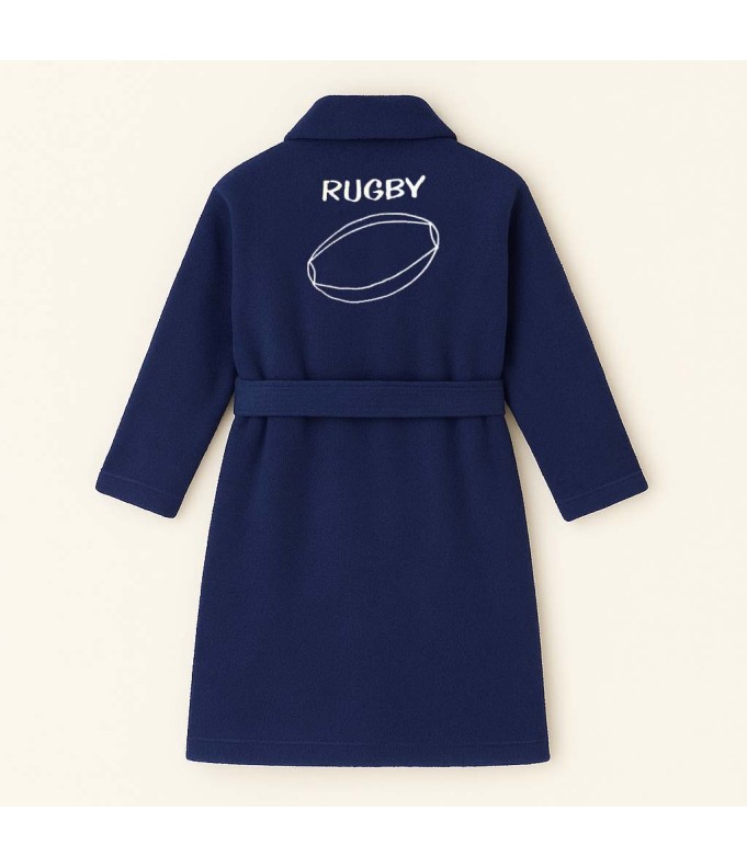 PEIGNOIR RUGBY BRODÉ ADULTE PERSONNALISÉ DEVANT ET MOTIF DOS RUGBY