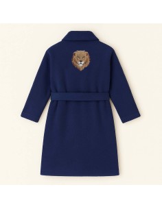 PEIGNOIR BRODÉ ADULTE PERSONNALISÉ DEVANT ET MOTIF DOS LION