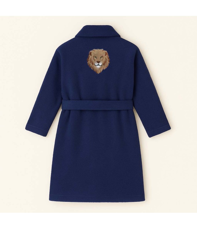PEIGNOIR BRODÉ ADULTE PERSONNALISÉ DEVANT ET MOTIF DOS LION