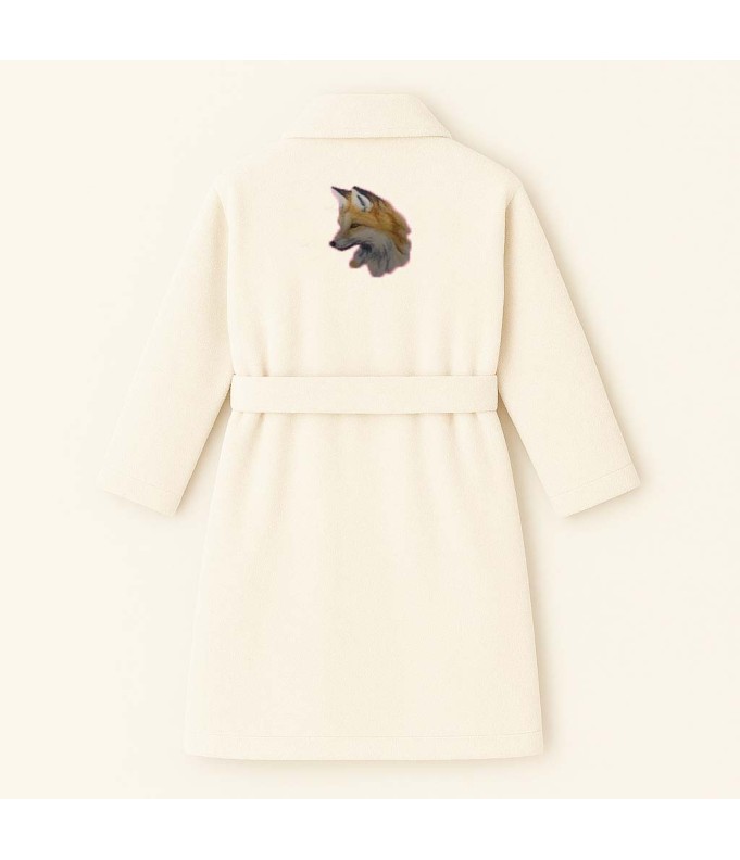 PEIGNOIR BRODÉ ADULTE PERSONNALISÉ DEVANT ET MOTIF DOS RENARD