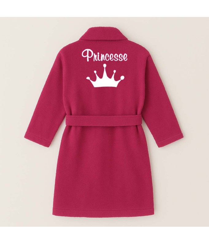 PEIGNOIR BRODÉ ADULTE PERSONNALISÉ DEVANT ET MOTIF DOS COURONNE PRINCESSE