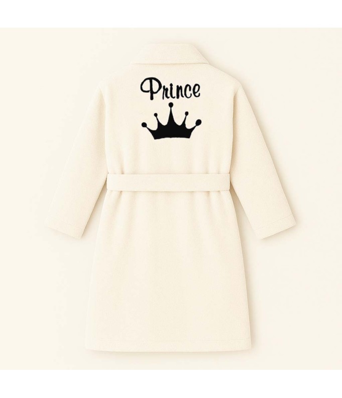 PEIGNOIR BRODÉ ADULTE PERSONNALISÉ DEVANT ET MOTIF DOS COURONNE PRINCE