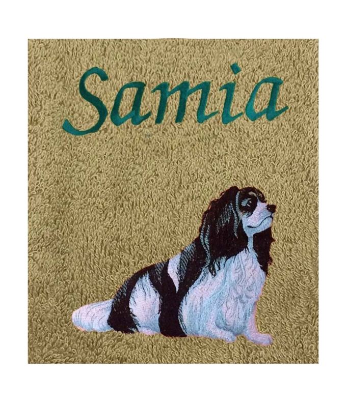 Drap de Bain Cavalier King Charles Tricolore Personnalisé 70X140