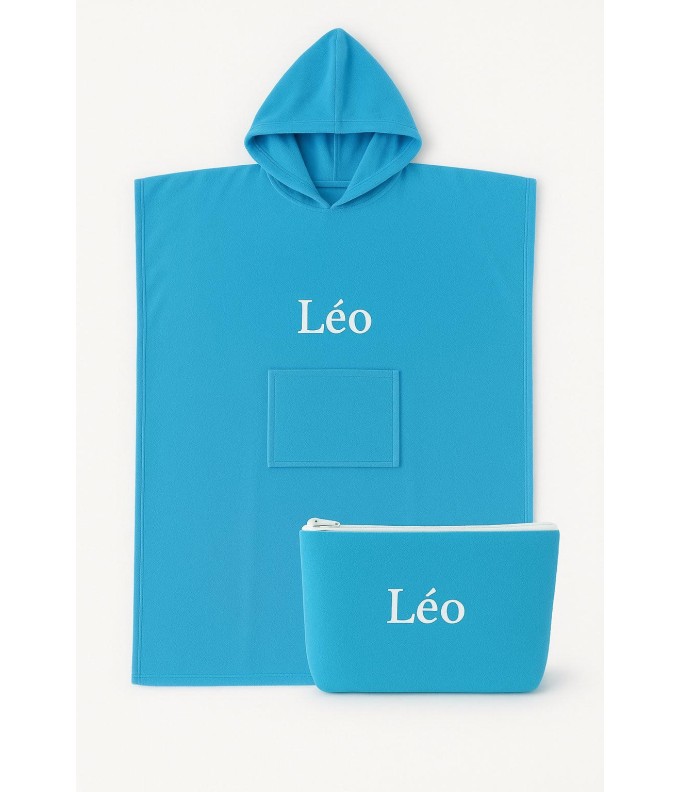 Cadeau naissance: poncho et trousse personnalisés