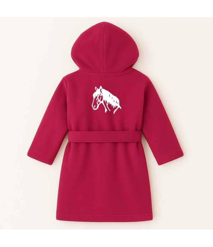 Peignoir brodé enfant personnalisé devant et  motif Attrape rêves cheval au dos