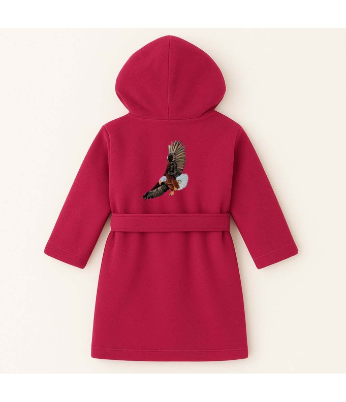Peignoir brodé enfant personnalisé devant et  motif aigle au dos